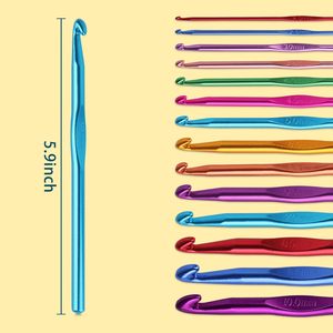 Crochets à <span class=keywords><strong>crochet</strong></span> en aluminium multicolores <span class=keywords><strong>de</strong></span> 2 à 10 mm pour le bricolage, kit <span class=keywords><strong>de</strong></span> couture pour broderie et travaux au fil, emballé dans un sac - Product Image 2