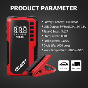 Démarreur de saut de voiture robuste 18800mAh 800A/1500A puissance de démarrage pour moteurs <span class=keywords><strong>diesel</strong></span> 5L essence 4L + compresseur d'air 150PSI - Product Image 3