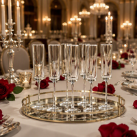 Flûte à champagne sur pied 245 mm 155 ml en verre transparent, directement de l'usine, pour douche nuptiale, fiançailles, service en salle de bal