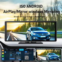 10.26'' Perekam Mengemudi 1080P 4K Kamera Pandangan Belakang Nirkabel Carplay Android Auto Layar Terpisah Mobil DVR Pemutar DVD Mobil