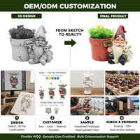 Ornamen Gnome Taman Kerajinan Resin Patung Gnome Kelinci Penanam Tanaman Dekorasi Taman Luar Ruangan Pot Bunga Dekoratif