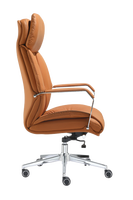 Chaise de bureau pivotante moderne, dossier haut, en cuir PU, chaise de patron avec hauteur réglable, structure en bois durable pour bureau à domicile