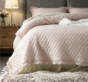 ROOM99 Molly Couvre-<span class=keywords><strong>lit</strong></span> élégant <span class=keywords><strong>rose</strong></span> <span class=keywords><strong>poudré</strong></span> 200x220cm, utilisation domestique, couverture <span class=keywords><strong>de</strong></span> canapé polyvalente, couverture matelassée - Product Image 3