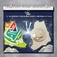 Badge nominatif en métal émaillé plaqué or, personnalisé et peint sur mesure, avec impression UV, aimant puissant, pour le Nouvel An chinois, vente en gros