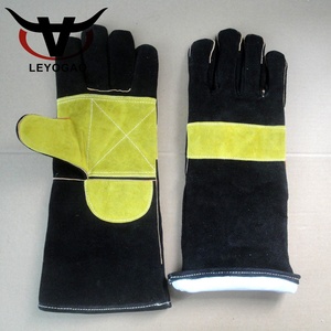 Gants de soudage 16 pouces noirs et bleus, longs, imperméables, épais, en <span class=keywords><strong>cuir</strong></span> de vachette pleine fleur, pour soudage TIG MIG, gants de sécurité pour soudeurs - Product Image 6