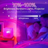 Proyector de Ondas de Agua LED, Carcasa Cuadrada de Acrílico Cristalino, Dispositivo de Luz Ambiental Recargable por USB para Escritorio