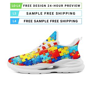 Chaussures de course décontractées à motif coloré, respirantes, avec empeigne en maille, personnalisables avec logo OEM/ODM, vente en gros directe d'usine pour hommes et femmes - Product Image 3