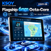 KSOY-08 Radio Mobil Android Universal Layar Sentuh QLED Wireless Carplay GPS Head Unit 8+128G Kamera 360 Optik Koaksial FM AM 4G