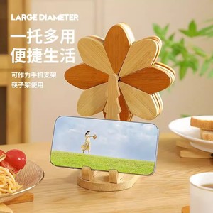 Soporte de Madera para Teléfono con Base Giratoria para Escritorio, Soporte Multifuncional para Palillos - Product Image 1