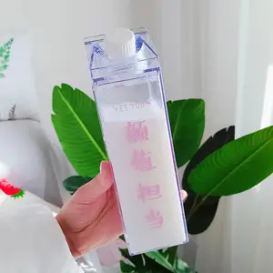 Hittebestendig Cup Transparante Creatieve Carton Leuke Vierkante Melk Mok Kids Warm Water Fles Met Custom Logo