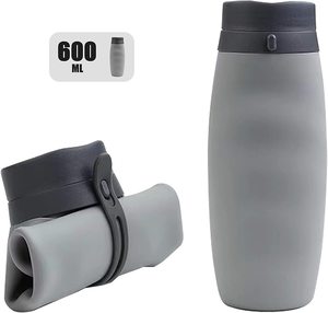 Bouteille d'eau pliable en silicone de qualité alimentaire Eversoul 600 ml pour les activités de plein air - Product Image 1