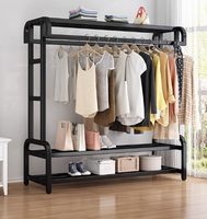 Porte-vêtements métallique sur pied, moderne, épaissi et renforcé, avec 16 crochets, durable et peu encombrant, pour chambre, balcon et usage intérieur