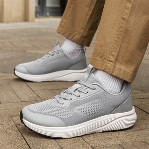 Light Gray Mesh Walking Shoes Lace-Up Round Toe Breathable EVA Midsole Rubber Outsole All Seasons Solid Color wholesale - Product Image 2