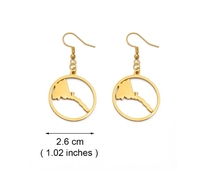 Dernier design, boucles d'oreilles rondes en acier inoxydable poli creux, carte de l'Érythrée, pour femmes et filles, bijoux érythréens