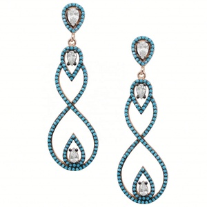 Bijoux fantaisie, boucles d'oreilles pendantes géométriques en émeraude et rubis, laiton plaqué or rose, unisexe, anniversaire - Product Image 5