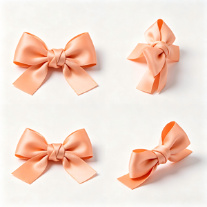 Nœud en satin prénoué doux pêche-orange pour bouquet floral de printemps, douche nuptiale, boîte cadeau de mariage, ornement de fête - Product Image 2