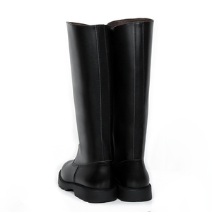 Bottes de combat tactiques noires de haute qualité avec tige en cuir épais et semelle en caoutchouc à haute abrasion pour défilé - Product Image 5