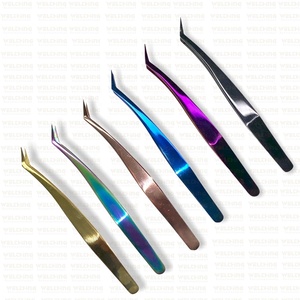 Pinzas para pestañas de acero inoxidable recubiertas de plasma azul Herramienta de belleza de alta cantidad con punta de volumen puntiaguda Extensión de pestañas Uso de cejas - Product Image 2