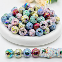 Perles rondes en acrylique toile d'araignée pour Halloween, revêtement UV, perles colorées en vrac pour la fabrication de breloques de téléphone, de porte-clés et de bijoux DIY