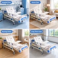 Lit d'hôpital électrique à quatre moteurs avec rotation latérale et manivelle de secours pour soins continus des patients en salle de réadaptation