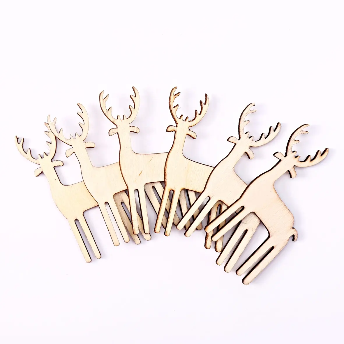 25pcs/bag 35x60mm Rustic Wood Deer Reindeer Chips Die Cutting Christmas Natural Emebellishments Cardmaking DIY Crafts Cutouts