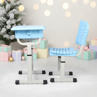Ensemble Chaise et Bureau Scolaire Bleu Confortable, Écologique et au Design Moderne, Hauteur Réglable pour Salle de Classe et Salon