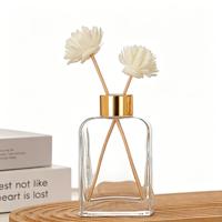 Bouteille en verre vide carrée de 100 ml pour diffuseur de parfum sans flamme, ornement transparent avec bouchon à vis, pour parfum d'ambiance intérieur et diffuseur à bâtonnets en rotin