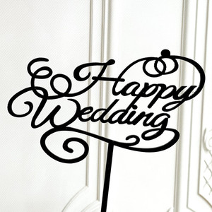 Décoration de gâteau en acrylique « Honey And Sweetness Happy Wedding » Or Rose Or Argent pour table de desserts de fête - Product Image 3