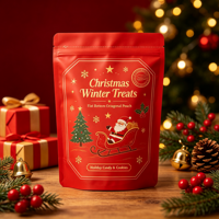 Pochette de Noël personnalisée professionnelle, résistante à l'humidité, en BOPP refermable avec fermeture éclair, pour chocolats, noix, biscuits, emballage cadeau de Noël