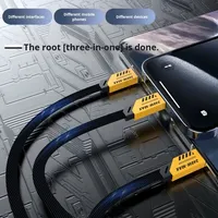 Câble de données Type-C Mecha 240W à charge rapide 3-en-1 avec gaine en nylon pour téléphones portables, appareils photo et écouteurs, charge rapide 3A
