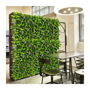 P198 Hot Sale Plastic Eucalyptus And Cypress Leaves Panel Privacy Fence Screen Hedge Backdrop Artificial Greenery Grass Wall