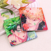 Porte-clés en acrylique avec miroir portable, porte-clés en acrylique imprimé UV, miroir de maquillage en plastique, miroir coulissant à motif de dessin animé
