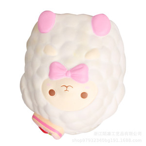 Cute Sheep <b>Squishy</b> Toy With Pink Bow And Cake Hat PU Fidget Toy For Kids 2 To 4 Years Unisex - Product Image 3