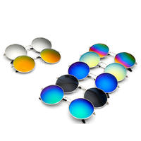 Lunettes de soleil rondes en métal, monture complète, légères, protection UV, style hippie, fête, monture fine, rétro, vintage, steampunk, minimaliste