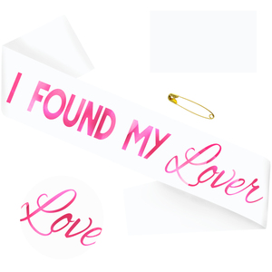 Écharpe de fête pour enterrement de vie de jeune fille « <span class=keywords><strong>J</strong></span>'<span class=keywords><strong>ai</strong></span> <span class=keywords><strong>trouvé</strong></span> mon amour » en satin blanc avec feuille rose, pour la Saint-Valentin, 160x9,5 cm, écologique, durable, pour usage intérieur et extérieur - Product Image 1
