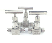 Vanne à aiguille manuelle forgée SS304/316L haute pression 25MPa à double ferrule, résistante aux hautes températures pour milieux gaz/huile/eau