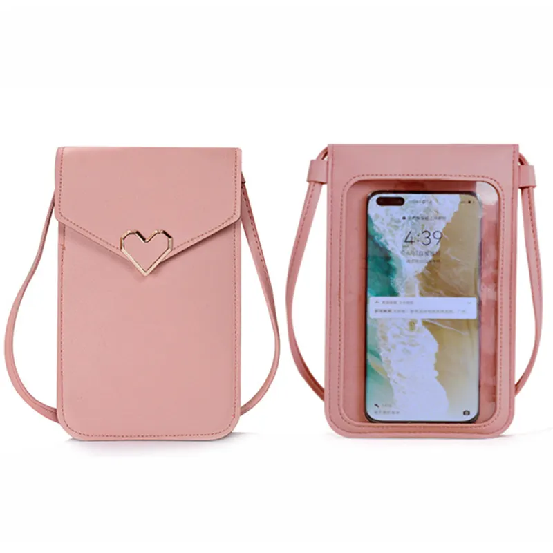 Candy colors cute Gullvine student Leather Shoulder Pocket Wallet Pouch Case Neck Strap Phone Bag mini bag for all cell phone