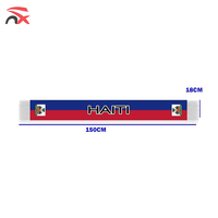 Écharpe de football en satin d'Haïti, nouveau design, vente chaude, personnalisée, en gros, cadeau promotionnel, écharpe ethnique avec drapeau haïtien pour activités sportives