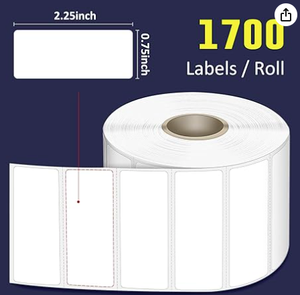 Étiquettes thermiques directes 2,25 x 0,75 po, dos noir, perforées, faciles à déchirer, 3-proof, sans BPA, compatibles avec la plupart des imprimantes thermiques - Product Image 1