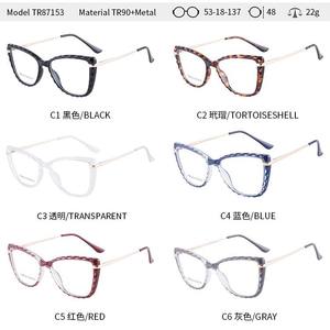 Monturas de Gafas Cat Eye Tr90 87153 con Protección Anti Luz Azul, Montura Completa Unisex, Estilo Europeo, Color Carey - Product Image 3