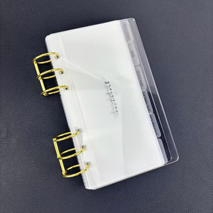 Protège-cahier en acrylique transparent plat A5 A6 <span class=keywords><strong>de</strong></span> qualité supérieure, avec 6 anneaux, pour classeur spirale transparent DIY, planificateur budgétaire et anneaux <span class=keywords><strong>de</strong></span> reliure pour feuilles mobiles - Product Image 5