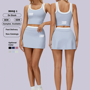 महिलाओं की कसरत ने सफेद ट्रिम फैशन शैली और कस्टम लोगो मोक 2 टुकड़े के साथ सेट किया - Product Image 1