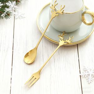 Cuillère à café créative en forme de cerf de Noël, fourchette à fruits, cuillère à café en acier inoxydable, fourchette à dessert pour cadeaux, mariages, restaurants - Product Image 3