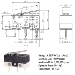 로봇 청소기용 마이크로 스위치 KW2 시리즈 짧은 직선 레버 마이크로 스위치 - Product Image 6