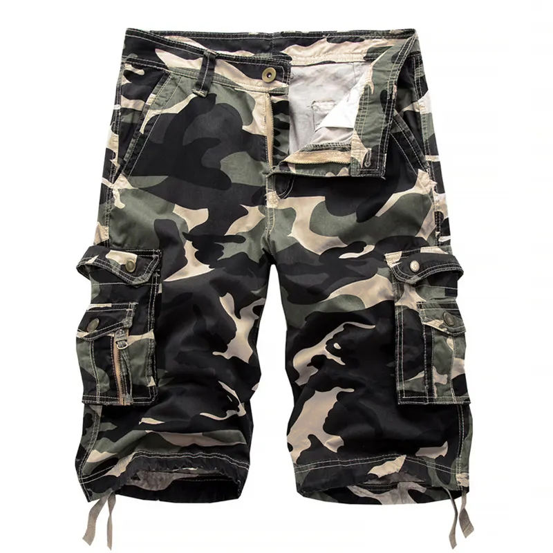 New Fashion Men Summer Cotton Loose Half Length Shorts Camouflage  Multi-pocket Plus Size Overalls Middle Pants Trousers Shorts