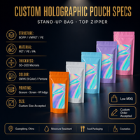 Maßgefertigter Holographischer Mylar Standbeutel mit Reißverschluss Verpackungsbeutel