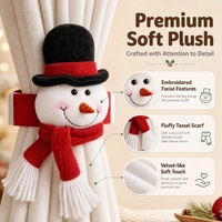 Décorations de Noël pour fenêtre, 3 styles, design Père Noël, bonhomme de neige, renne, attaches de rideaux en peluche, boucles de rideaux de Noël