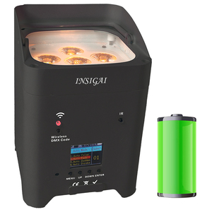 INSIGAI Novo Par de Luzes LED Profissional Portátil 6x18w 80w Controle APP Luz de Palco DJ Disco Bateria Recarregável - Product Image 1