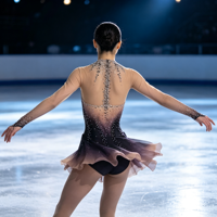 Tenue de patinage artistique à manches longues en maille dégradée noir et rose, dos ouvert, col en V, ornée de strass, pour adultes et enfants, pour compétition de danse sur glace