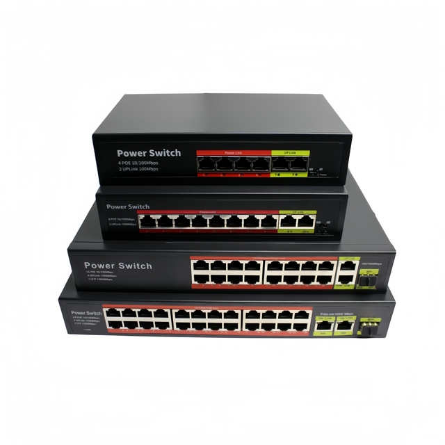 Network Switch Factory Price 4 8 16 24 Port Gigabit IEEE 802.3AF/AT/BT 10/100/1000mbps Ethernet Switch in Stock for Cctv
